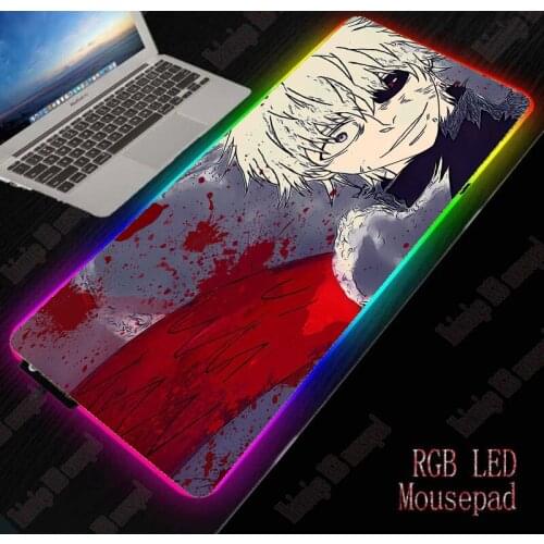 Mairuige 40*90cm Tokyo Ghoul Large RGB Non-slip LED Mouse Pad Gaming Accessories Laptop PC Mousepad XXL Keyboard Desk Mat