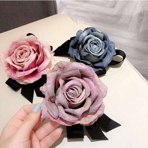 New Woman Brooches Big Fabric Flowers with Bowknot Brooches Pin Fashion Jewelry Suits Coat Clothing Accessories