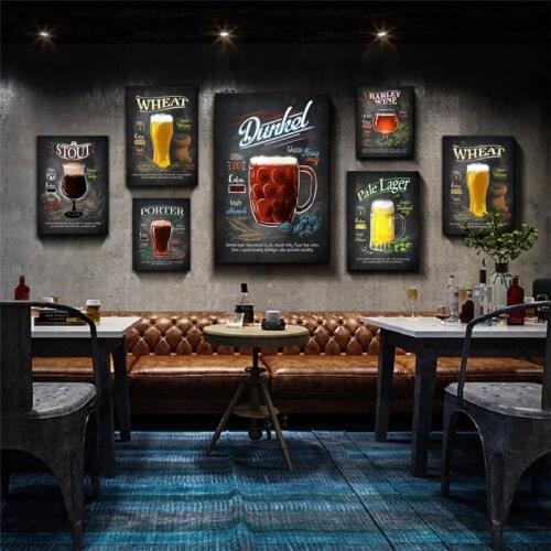 Black and White Retro Industrial Style Beer Drink Creative Decorative Painting Poster Wall Art Kitchen Restaurant Home Decor