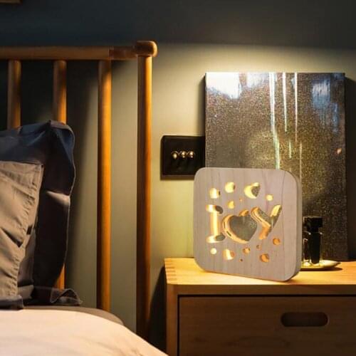I love U wooden LED night light design exquisite simple reading lamp learning decoration student lighting reading Drop shipping