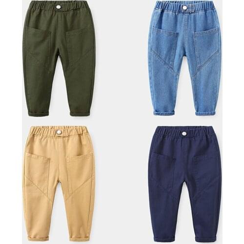 Baby Boys Pants Kids Boys Demin Jeans Korean Pants 2021 Toddler Boys Pants Children Linen Pants 2-6Y Fall Clothes for Kids
