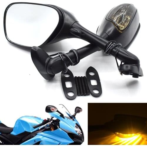 For Suzuki GSXR600 GSXR 750 GSX-R 1000 SV650 SV1000 Smoke lens K6 K7 K8 Motorcycle Rearview Side Mirror LED Turn Signal Light