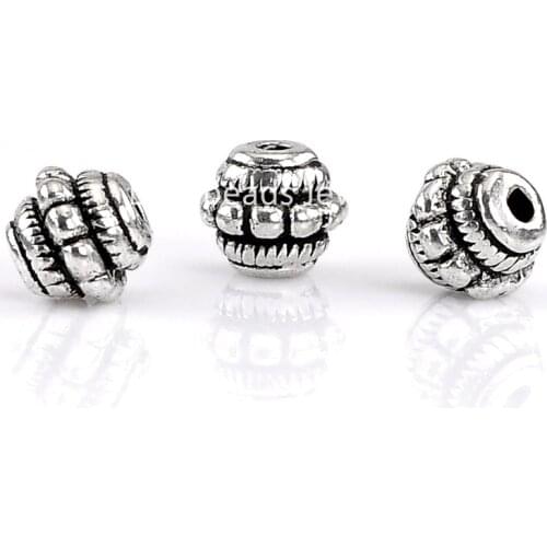 DoreenBeads Spacer Beads Pattern Carved Silver color 7x7mm,100PCs (B22373)