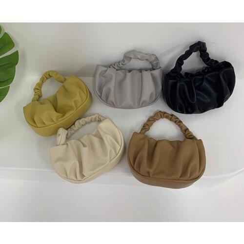 Elegant Irregular Metal Chain PU Handbag Women Zippered Solid Soft-Faced Underarm Shoulder Bag Woman Casual Simple Handbag 2021