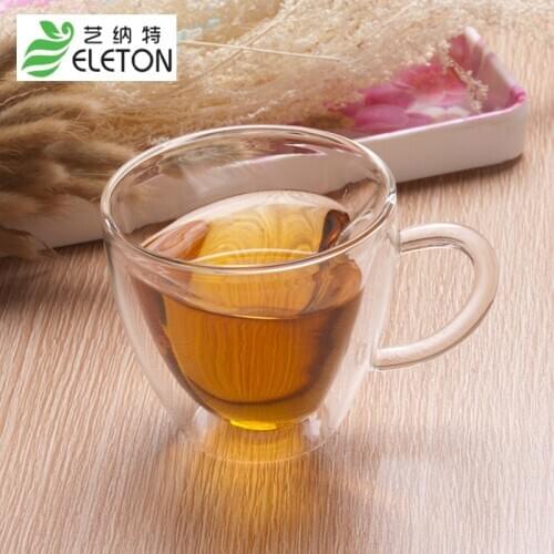 ELETON The creative heat-resistant double heart-shaped transparent glass cup milk cup of tea juice cup of coffee cup