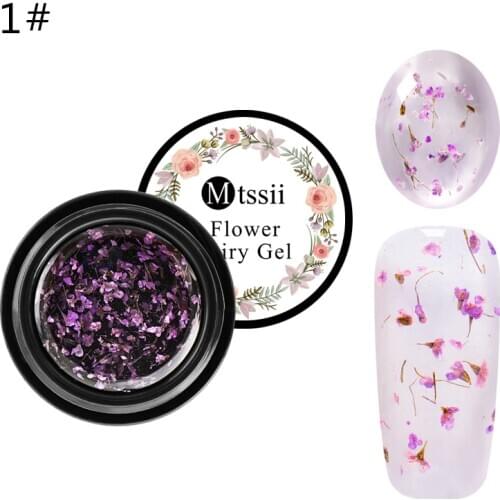 Mtssii Floral Gel Varnish Fairy Nail Gel Polish Dried Flowers Design Gel Lacquer 5ml Lasting UV Soak Off Gel Nail Polish 1 PC