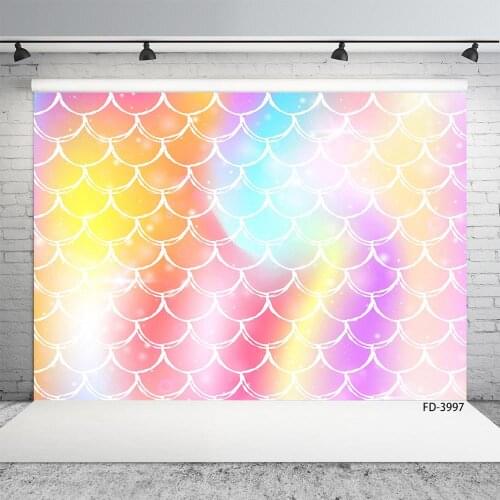 Gradient Colorful Fish Scale Photographic Backdrops Customized Photo Studio Background for Children Baby Shower Photoshoot