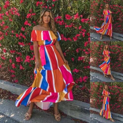 JUNGLiZY Off-the-shoulder Summer Dresses