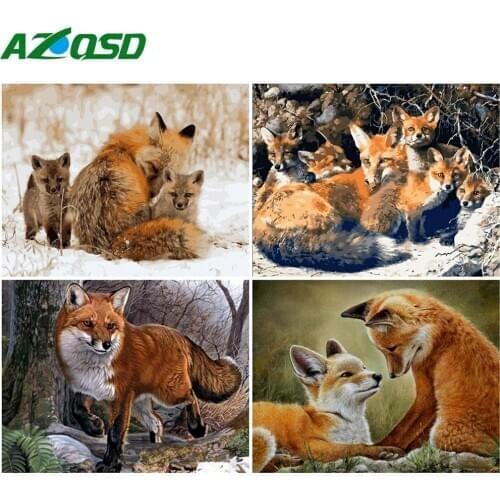 AZQSD Painting By Number Canvas Kits Fox Handmade Gift DIY Coloring By Numbers Animal Acrylic Paint Home Decoration