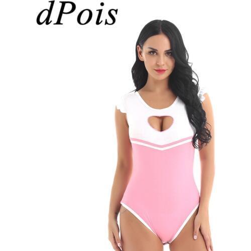 DPOIS Womens Adults Babies Romper Cosplay Body Suits Lingerie Teddy Bodysuit Hollow Bust Open Crotch Cosplay Romper Jumpsuit
