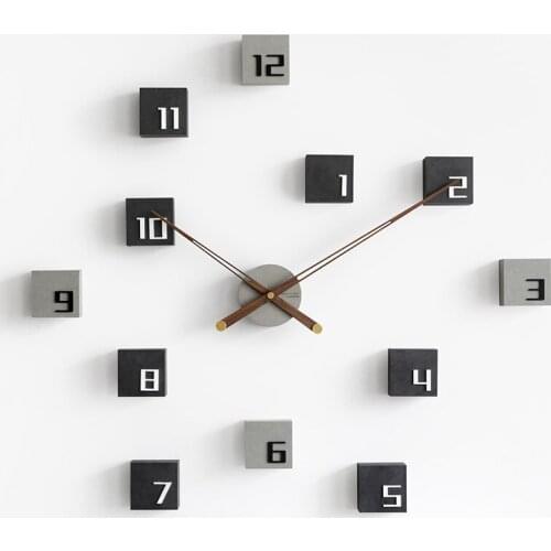 Nordic Creative Diy Wall Clock Wood Living Room Silent Self Adhesive Wall Clock Sticker Wall Decoration Watch Background Gift