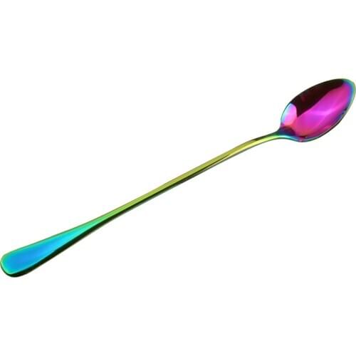 Stainless Steel Spoon Coffee Ice Cream Spoon Salad Teaspoon Round/ Oval Colorful