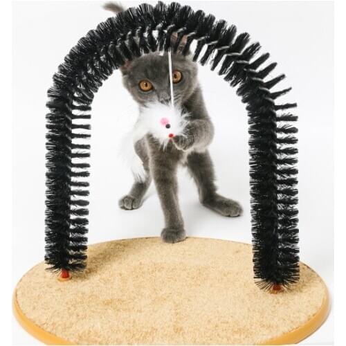 Comfortable Arch Cats Massager Pet Cat Itching Grooming Supplies Round Fleece Base Kitten Toy Scratching Device Brush for Pets