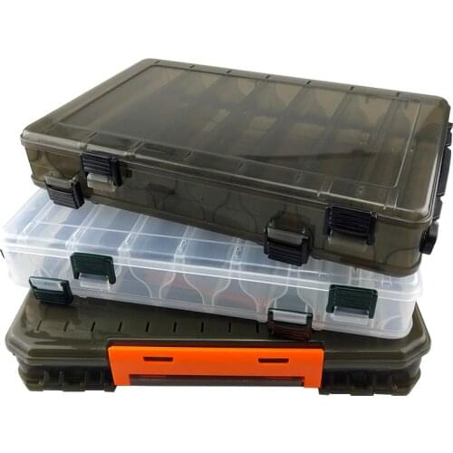 Multifuctional 2 Layer Fishing Tackle Box for Baits Double Side Plastic Lure Box Fly Fishing Storage Case Fishing Accessory J027