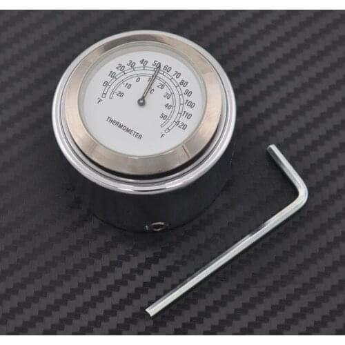 Motorcycle Chrome Waterproof 7/8" 22mm Handlebar Mount Temp Thermometer Clock Watch Instruments Universal Motor Accessories