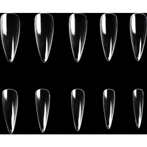 KADS Nail Tips 500pcs No Crease Short Stiletto False Nail Tips Nails Manicure Nail Art Decoration Extension Tools with Gel