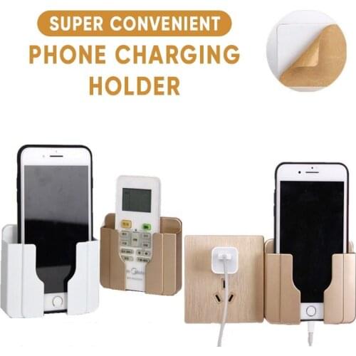 Wall-mounted mobile phone holder wall mobile phone charging placement rack wall bedside fixed paste bathroom kitchen bracket