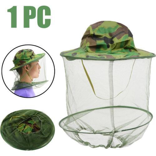 New Beekeeping Camouflage Hat Mosquito Bee Insect Net Veil Hat Face Head Neck Wrap Protector Beekeeping Tools
