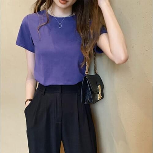 Solid Women T-Shirt Tight Tops Fashion Summer Wear DZA124