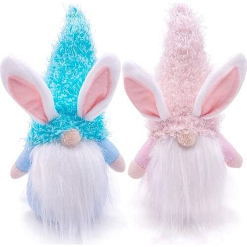 Easter Bunny Gnomes Plush - Easter Gnome Faceless Elf Doll Holiday Gnomes Handmade Home Decor For Cute Easter Rabbit-ABUX