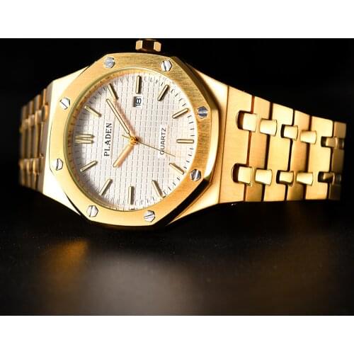 PLADEN Mens Luxury Brand Male Watch Gold Classic Stainless Steel Water Resistant Personalized Business Men Watch Reloj Hombre