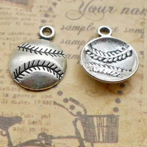 30pcs Baseballs Charm Tibetan Silver Color Pendant Fit Diy Bracelets Handmade Findings Jewellery Making Accessories Wholesale