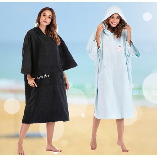 Swimming Microfiber Poncho Towel Surf Beach Wetsuit Changing Bath Robe with Hood,Watersports Activities Beach Surf Poncho