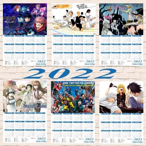Japanese Classic Anime Poster Retro coated Paper 2022 Calendar poster Personalized Painting for Living Room Bar Decoration Wall
