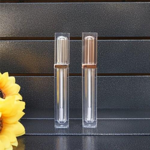 2pcs 7ML Top Grade Rose Gold Empty Lip Gloss Tube, Square Silver Lip Gloss Refillable Bottles,Plastic Liquid Lipstick Container