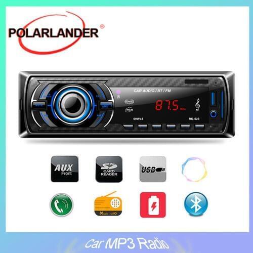 RK-523 Car Stereo Audio MP3 Player 4 speakers For Automobile DC12V Black FM Function Support USB / SD / Card Reader Bluetooth