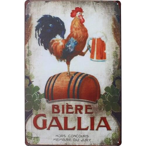 Happy Chickens, Rooster and Beer Retro Metal Tin Sign Plaque Poster Wall Decor Art Shabby Chic Gift