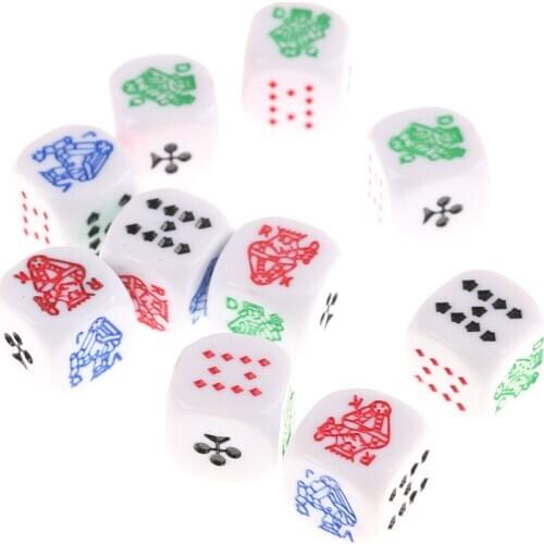 10 Pieces 12mm Six Sided Poker Dice for Casino Poker Card Game Favours