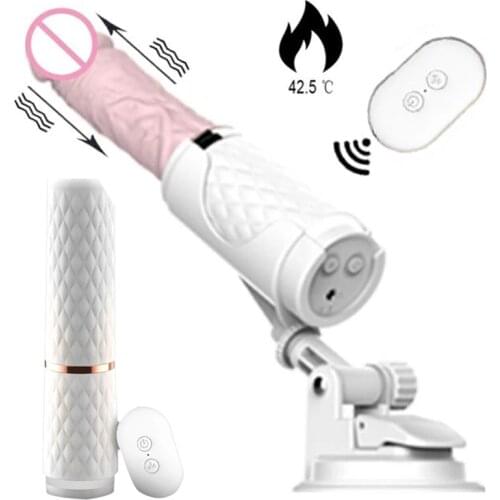 Heated Silicone Realistic Dildo Vibrator Sex Toys Pussy Pump Retractable For Women Suction Cup Penis Remote Control Sex Machine