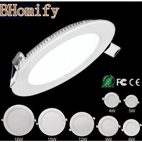 LED Ultra Thin Led Panel Downlight 3w 4w 6w 9w 12w 15w 18w Round Panel Ceiling Recessed Spot Light AC85-265V Painel lamp CE UL