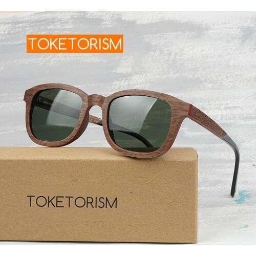 Toketorism trendy wood sunglasses retro polarized glasses woman and man shades 2603