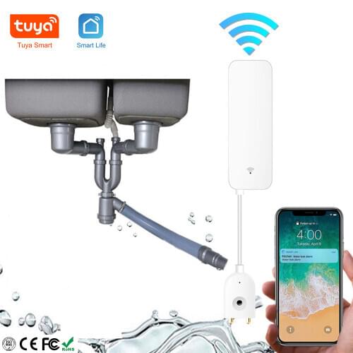 Tuya Smart Water Leakage Detector APP Alarm WiFi Flood Leak Alert Sensor Smart Lift Overflow Security Alarm System No Hub