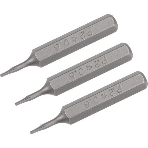 Uxcell Screwdriver Bits 3pcs 5/32 Inch Hex Shank Star-Shape P2/0.8mm Screwdriver Bit Set 28mm Length P2 Screw Driver Kit Tools