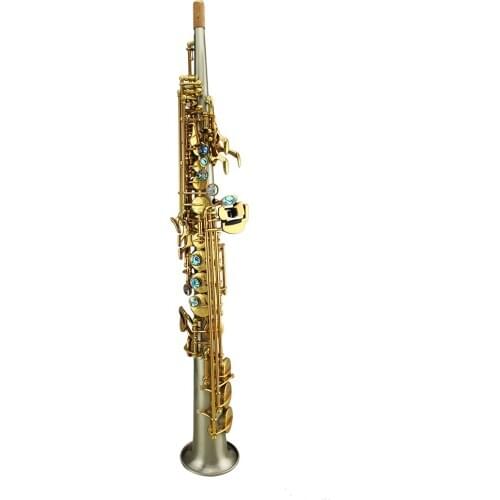 High Grade One piece straight white copper body gold lacquer keys Soprano Saxophone