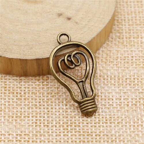 WYSIWYG 4pcs 32x17mm Pendant Light Bulb Vintage Light Bulb Charm Pendants Antique Silver Color Light Bulb Pendants