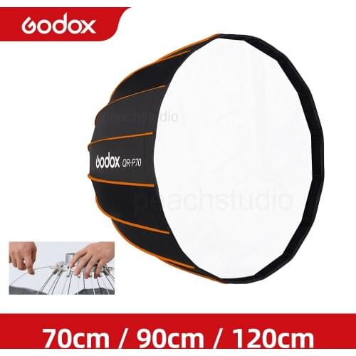 Godox Softbox QR-P70 70CM QR-P90 90CM QR-P120 120CM Quick Release Parabolic Deep Unbrella Softbox for Bowens Mount Studio Flash