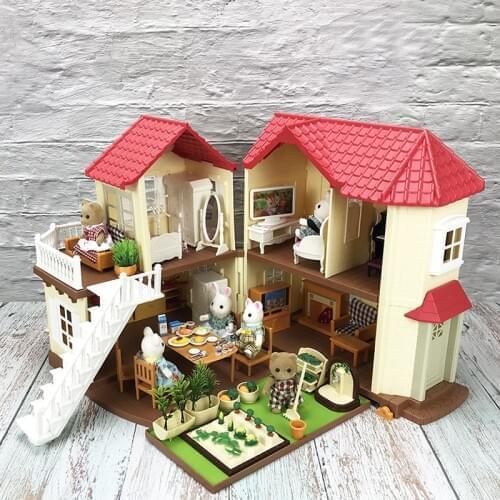 Japan forest sylvania animal bunny bear koala families dollhouse garden farm bedroom kitchen Duplex villa girls Christmas gift