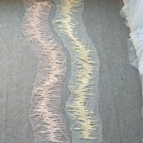 Peals crystal rhinestone tassels Wedding dress accessories Beaded Lace Trim fabric applique patches sew on trim for clothing