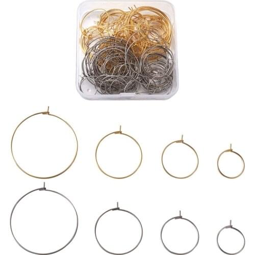 140pcs 316 Stainless Steel Hoop Earring Findings Wine Glass Charms Findings Elegant Trendy Fesign for Women Girls