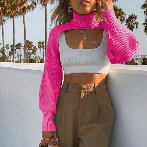 Women Turtleneck Lantern Long Sleeve Knitting Sweater Chic Design Casual Pullover Fall Winter Street Ladies Jumper Sexy Tops New