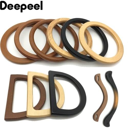 1/2Pcs Round D-shaped Wooden Bag Handle Metal Ring Handbag Handles Replacement DIY Purse Luggage Handcrafted Accessories
