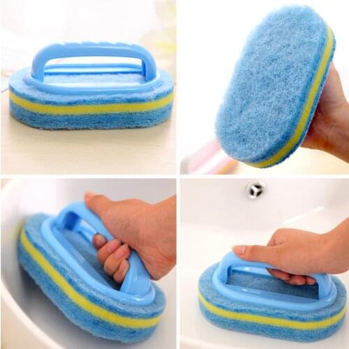 Ayevin Kitchen Bathroom Toilet Cleaning magic sponge Handle Sponge Brush Blue Soft Eraser Ceramic Window Slot Clean Brush