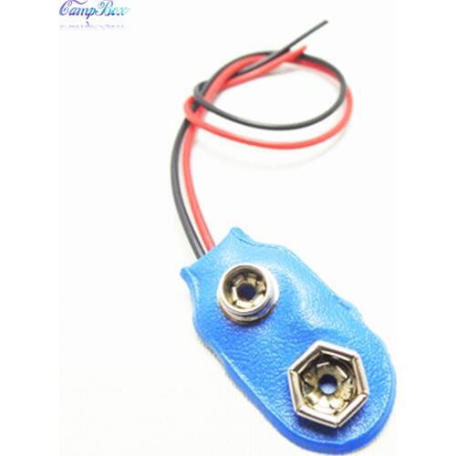 100Pcs Blue I-Type 9V PPP3 Battery Wire Junction Snap Clip Case Socket With Wires