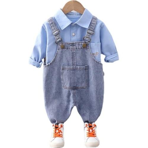 Spring Kids Infant Clothing Autumn Children Fashion Clothes Baby Boys Girls Shirt Overalls 2Pcs/sets Toddler Cotton Sportswerar