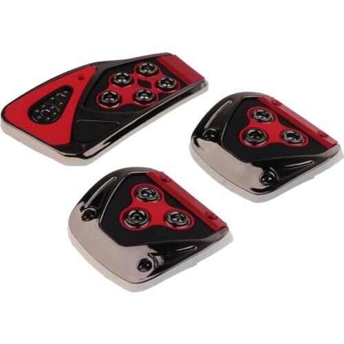 3X Universal Non-Slip Accelerator Brake Clutch Foot Pedals Pads Covers for MT Manual Transmission Car - Red