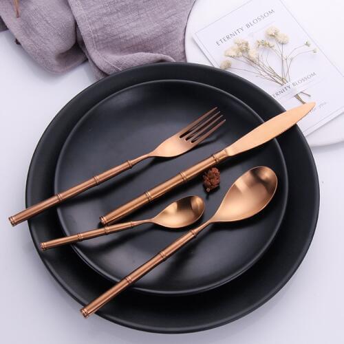 304 Stainless Steel Golden Cutlery Tableware Set Dinner Forks Knives Spoon Set Silverware Kitchen Food Dinnerware Drop Shipping